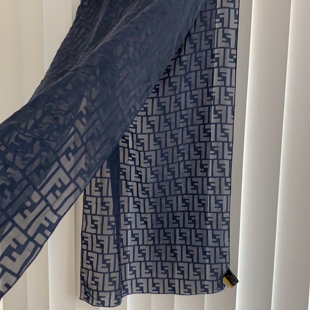 Preowned Fendi blue logo scarf